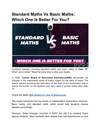 standard maths vs basic maths which one is better