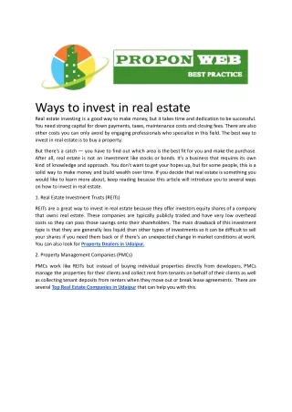 ways to invest in real estate.docx