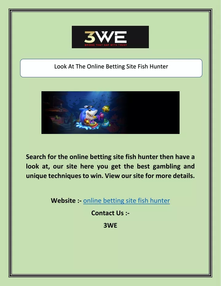 look at the online betting site fish hunter