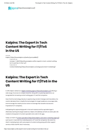 The Expert In Tech Content Writing For IT_ITeS In The US _ Kalpins