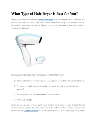 What Type of Hair Dryer is Best for You