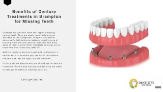 Benefits of Denture Treatments in Brampton for Missing Teeth