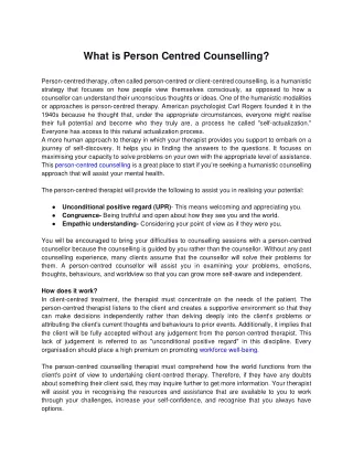 What is Person Centred Counselling