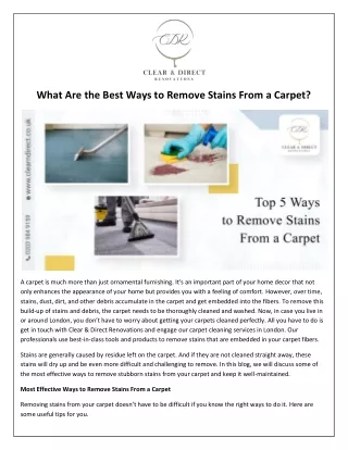 What Are the Best Ways to Remove Stains From a Carpet?