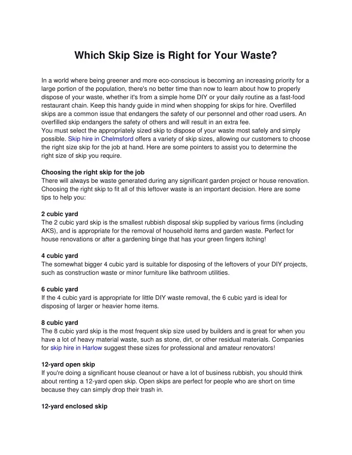 which skip size is right for your waste