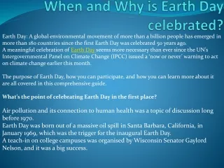 when and why is earth day celebrated