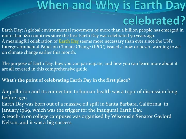 when and why is earth day celebrated