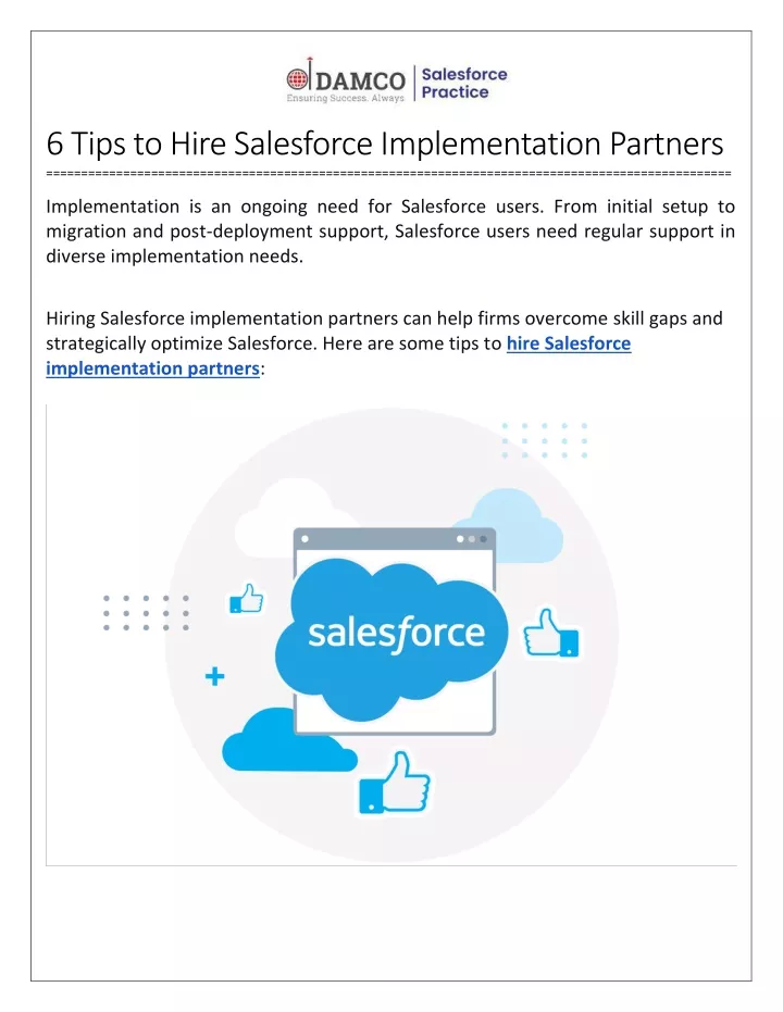 6 tips to hire salesforce implementation partners