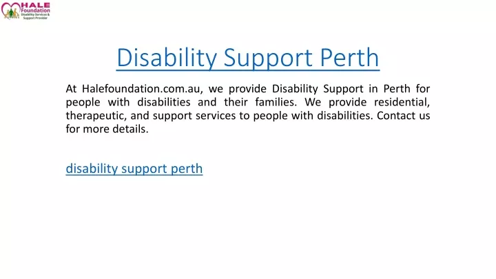 disability support perth