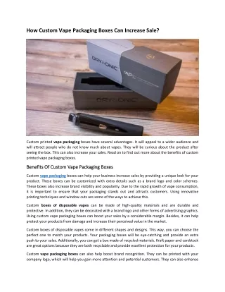 how custom vape packaging boxes can increase sale