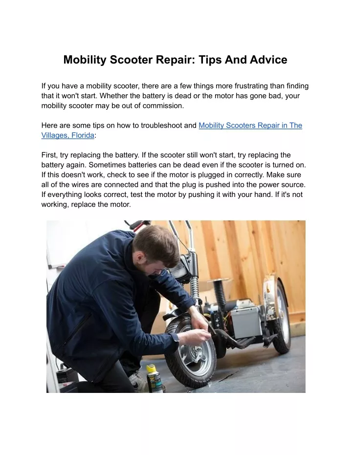 mobility scooter repair tips and advice