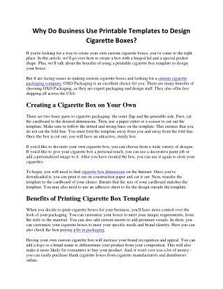 Why Do Business Use Printable Templates to Design Cigarette Boxes