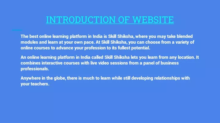 introduction of website