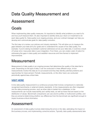 data quality measurement and