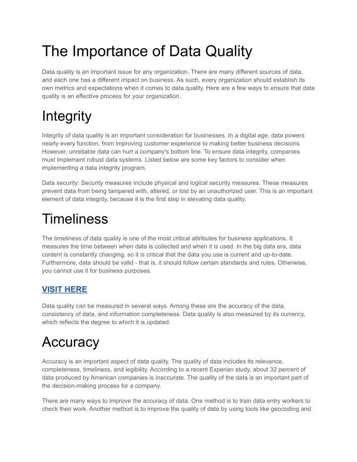 the importance of data quality