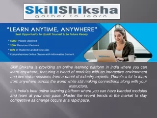 skill shiksha is providing an online learning