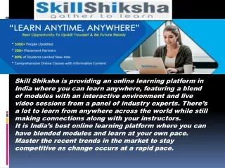 skill shiksha is providing an online learning