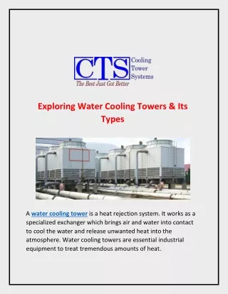 Exploring Water Cooling Towers & Its Types