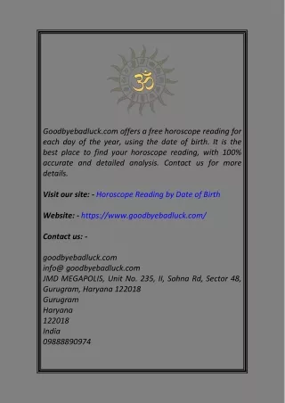 Horoscope Reading by Date of Birth  Goodbyebadluck.com