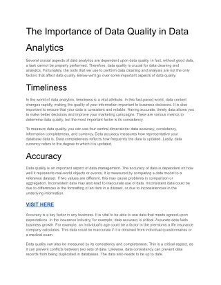 the importance of data quality in data