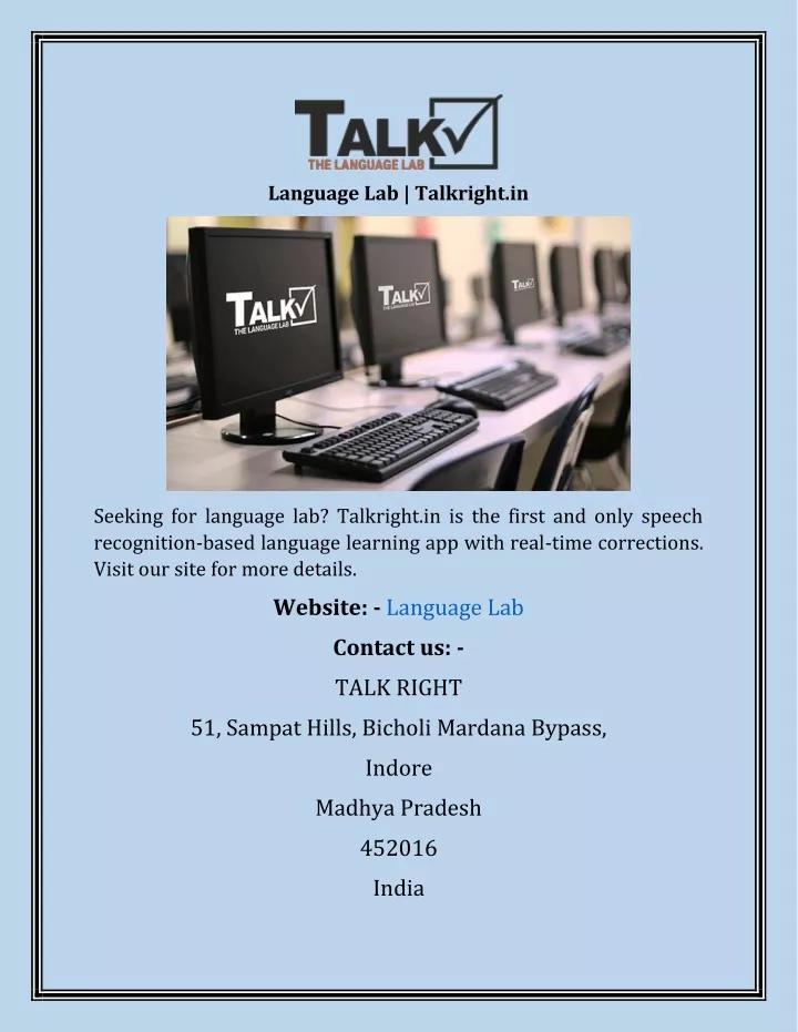 language lab talkright in