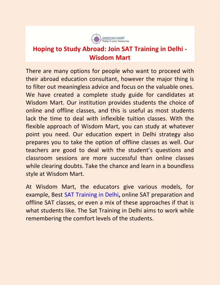 hoping to study abroad join sat training in delhi