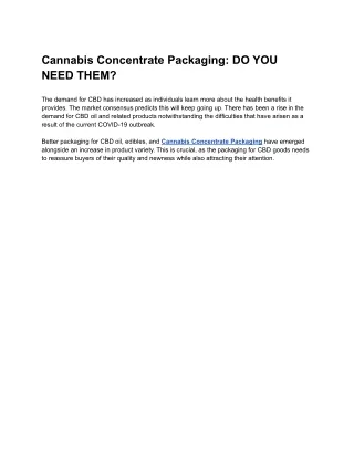 cannabis concentrate packaging do you need them