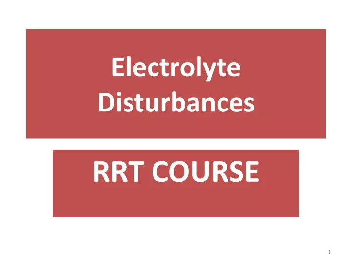 electrolyte disturbances