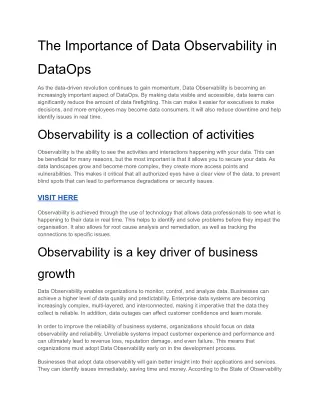 the importance of data observability in