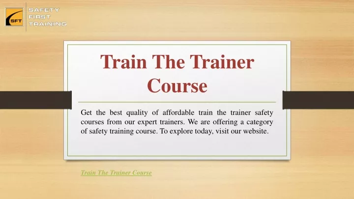 train the trainer course