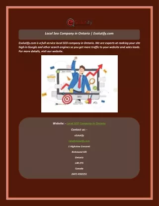 Local Seo Company in Ontario  Esolutify
