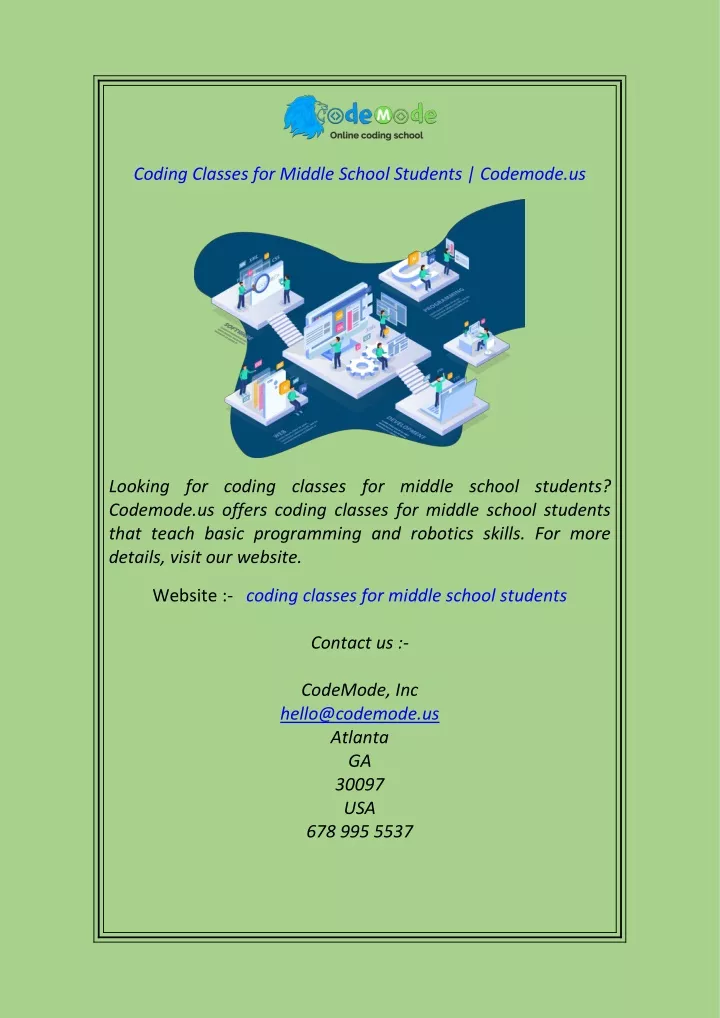 coding classes for middle school students