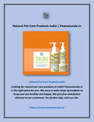 Natural Pet Care Products India | Pawnaturale.in