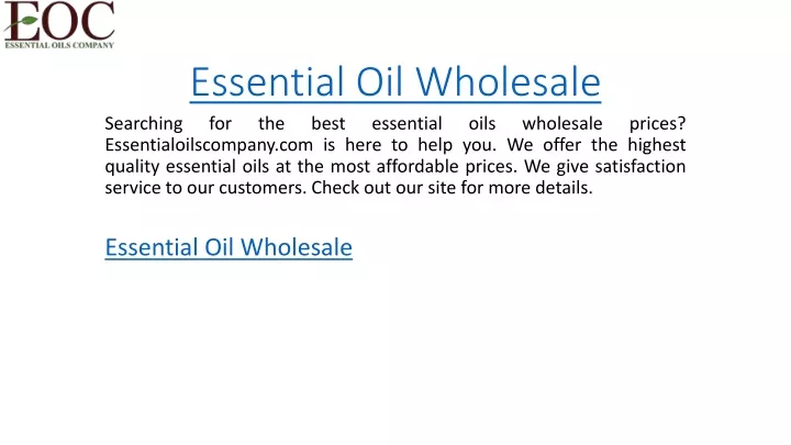 essential oil wholesale