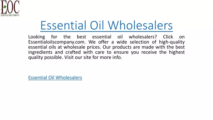 essential oil wholesalers
