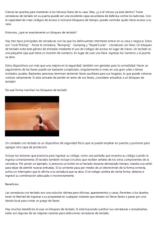 Los principales Pro's de usar una cerradura con teclado para su hogar