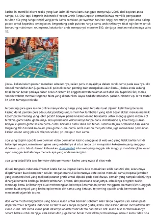 Betgratis Indonesia Freebet Gratis Tanpa Deposit Uang Asli Jempolan Dan Terbaru