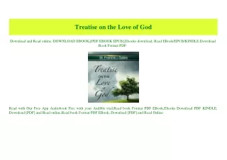 (READ)^ Treatise on the Love of God [[FREE] [READ] [DOWNLOAD]]