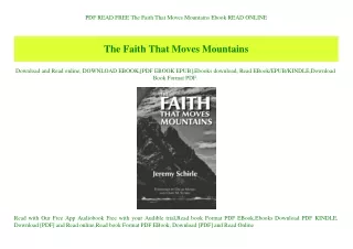 PDF READ FREE The Faith That Moves Mountains Ebook READ ONLINE