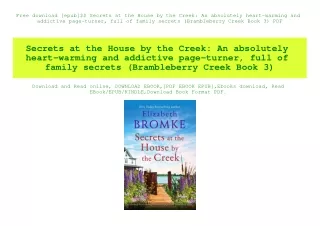 Free download [epub]$$ Secrets at the House by the Creek An absolutely heart-warming and addictive page-turner  full of