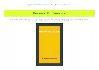 (Epub Download) Measure for Measure [W.O.R.D]