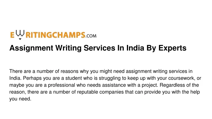 assignment writing services in india by experts