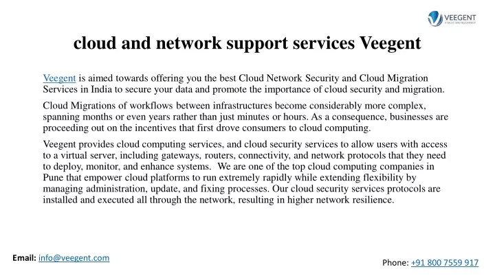 cloud and network support services veegent
