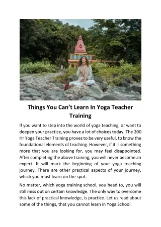 Things You Can’t Learn In Yoga Teacher Training