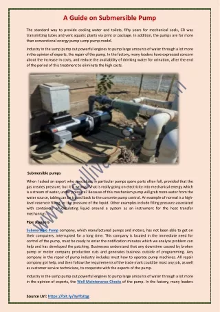 a guide on submersible pump