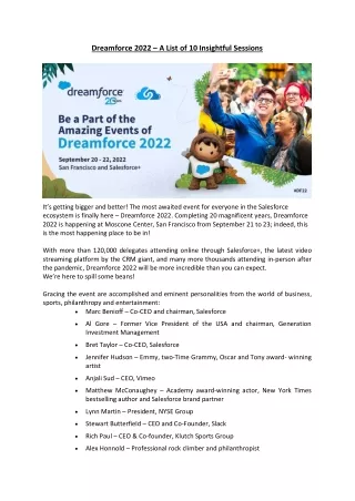 dreamforce 2022 a list of 10 insightful sessions