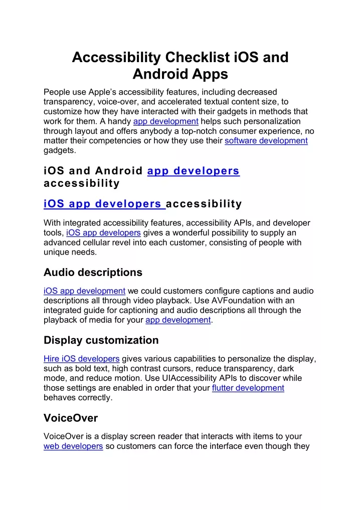 accessibility checklist ios and android apps