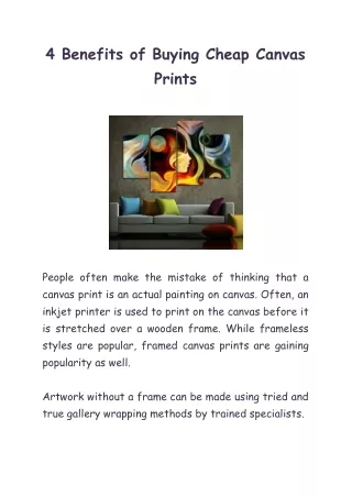 4 Benefits of Buying Cheap Canvas Prints