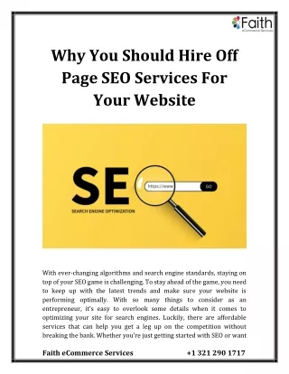 why you should hire off page seo services