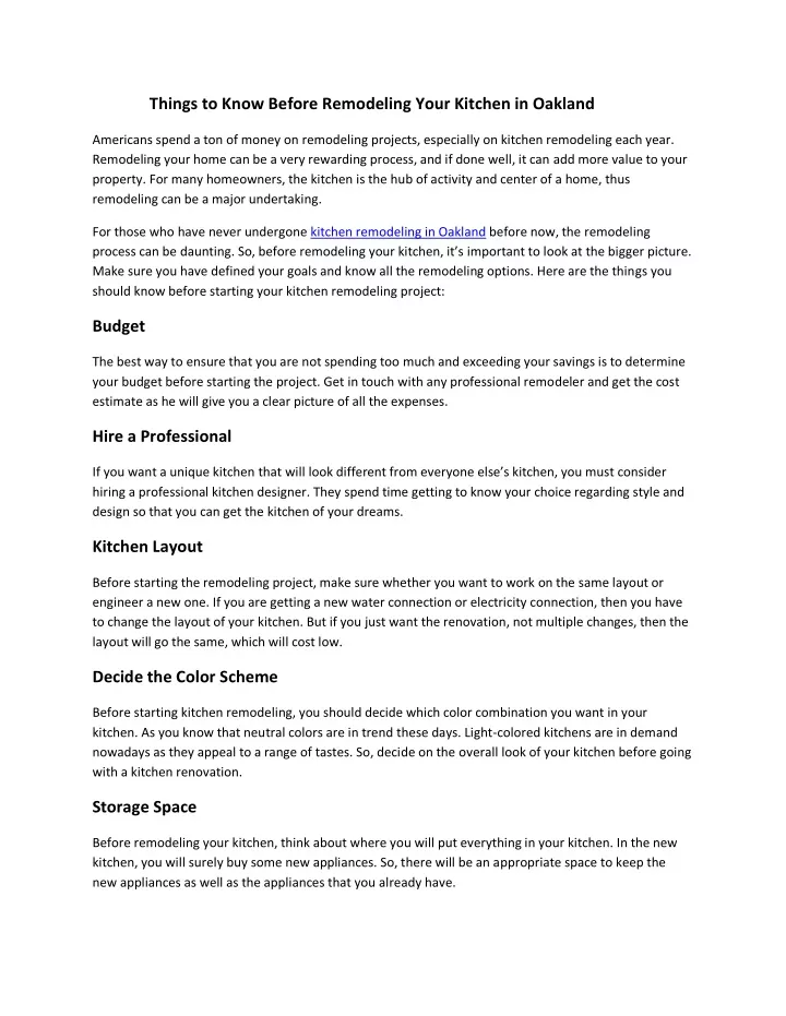 PPT - Things to Know Before Remodeling Your Kitchen in Oakland ...